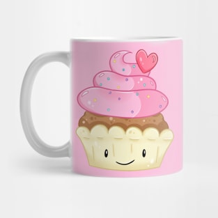 Happy Cupcake Pink Heart Smiley Face Mug